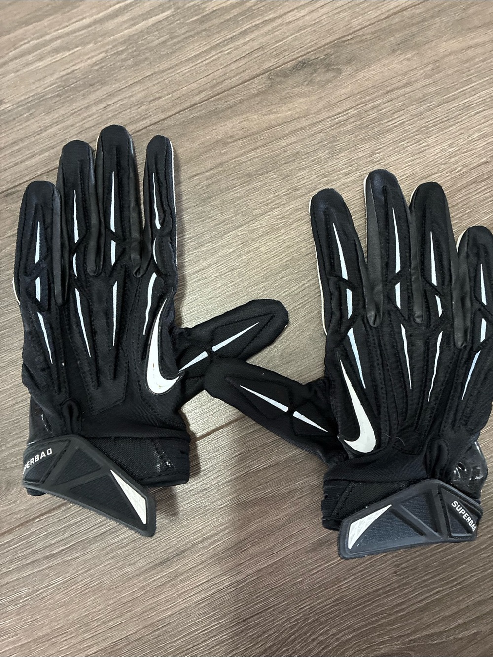 Nike Black Gloves with White Accents - Football Training Pair